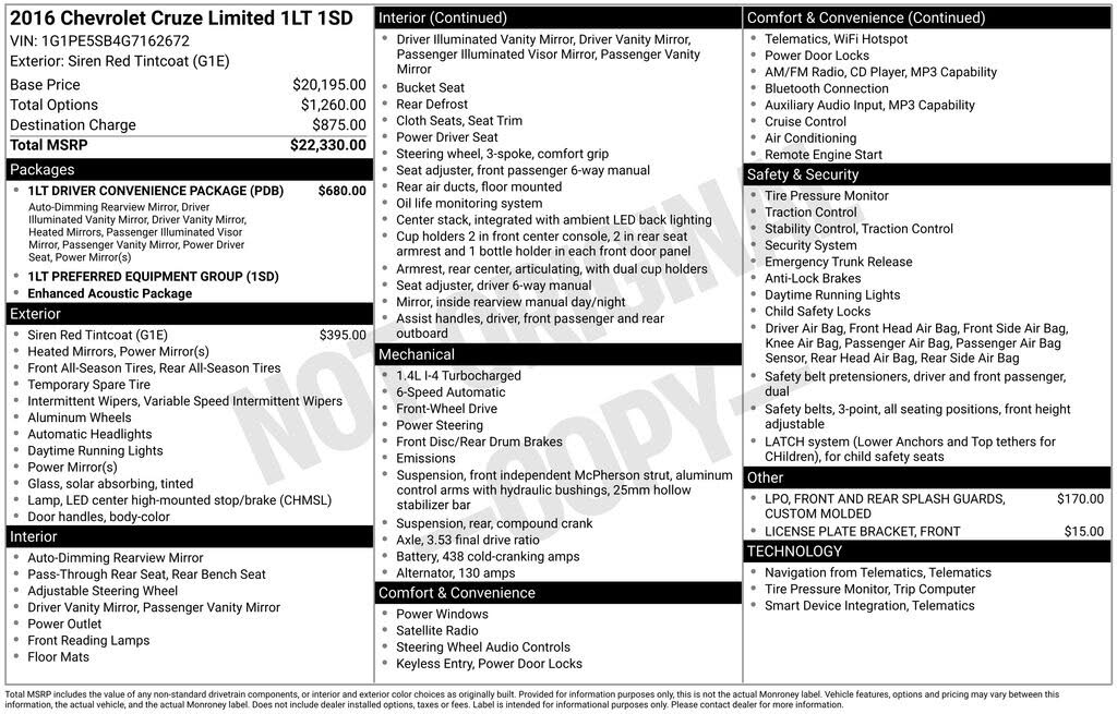 2016 Chevrolet Cruze Limited
