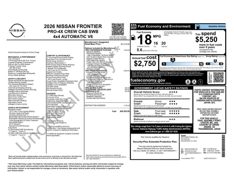 2026 Nissan Frontier