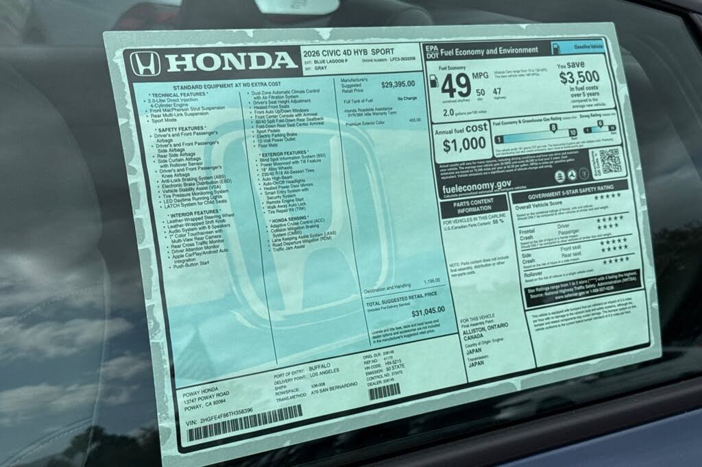 2026 Honda Civic Hybrid