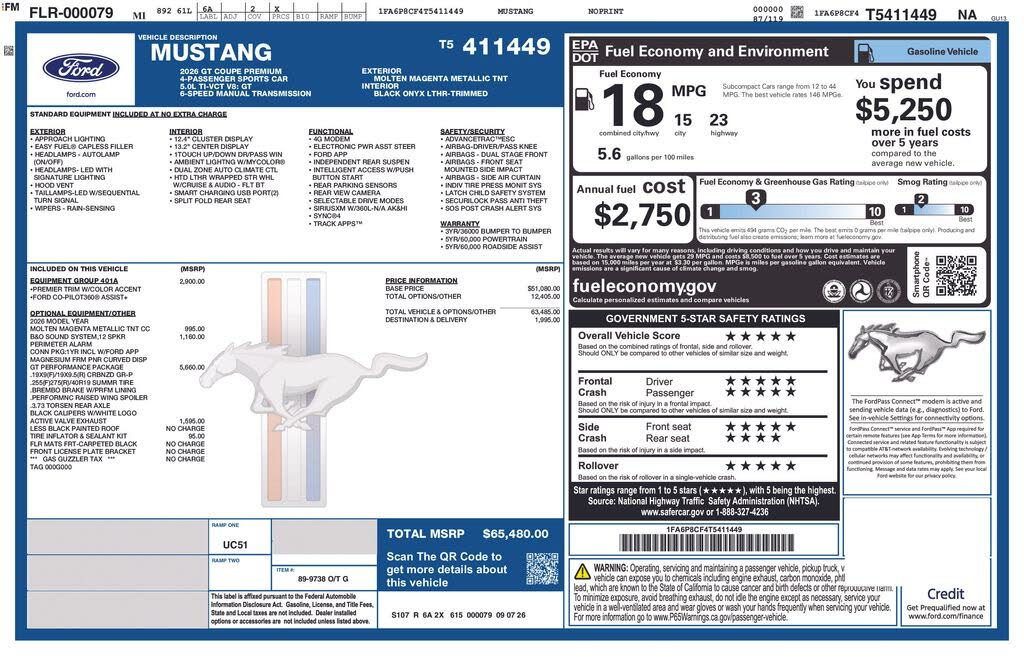 2026 Ford Mustang GT Premium for sale in Denver, CO