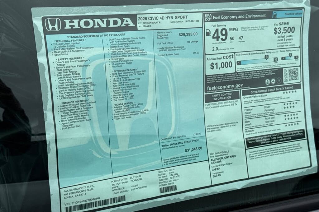 2026 Honda Civic Hybrid
