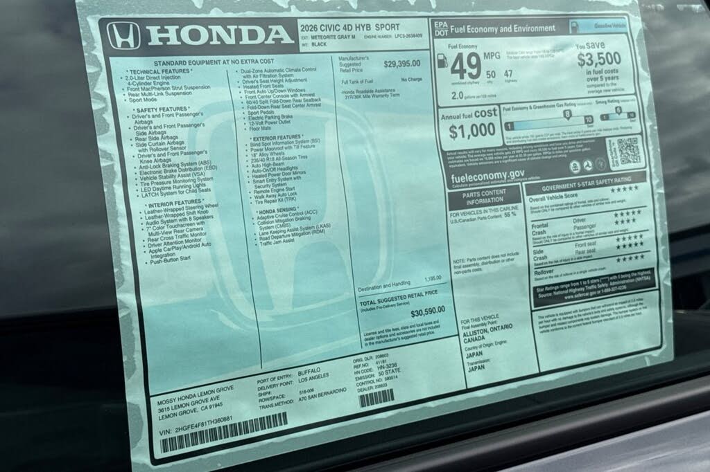 2026 Honda Civic Hybrid