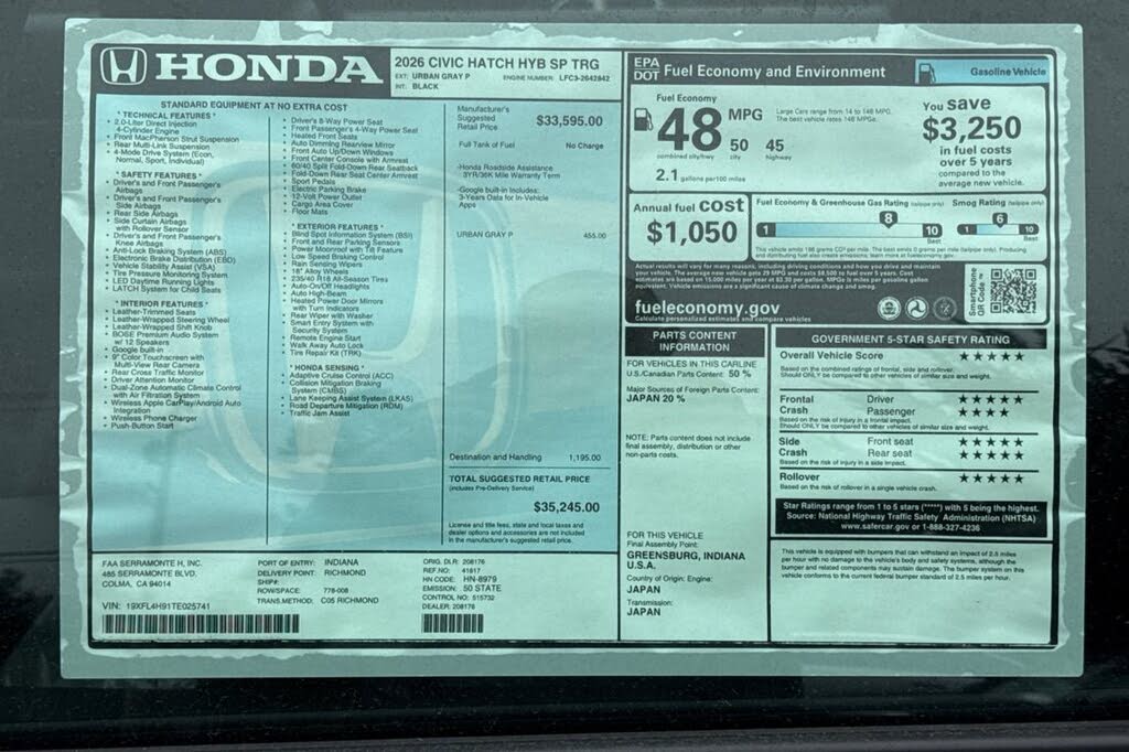 2026 Honda Civic Hybrid