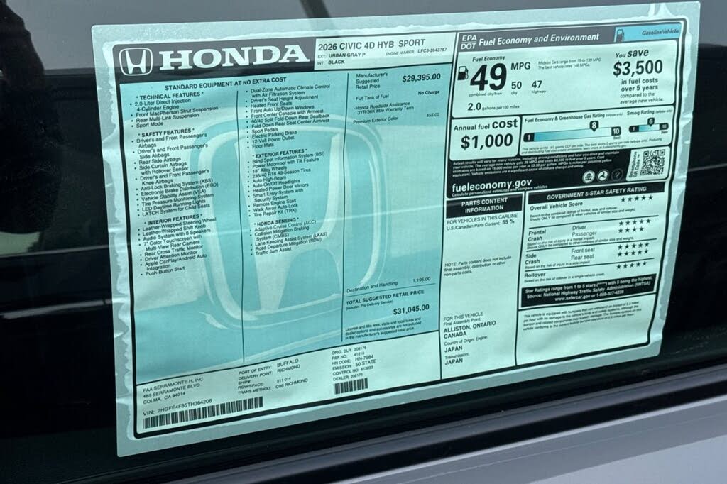 2026 Honda Civic Hybrid