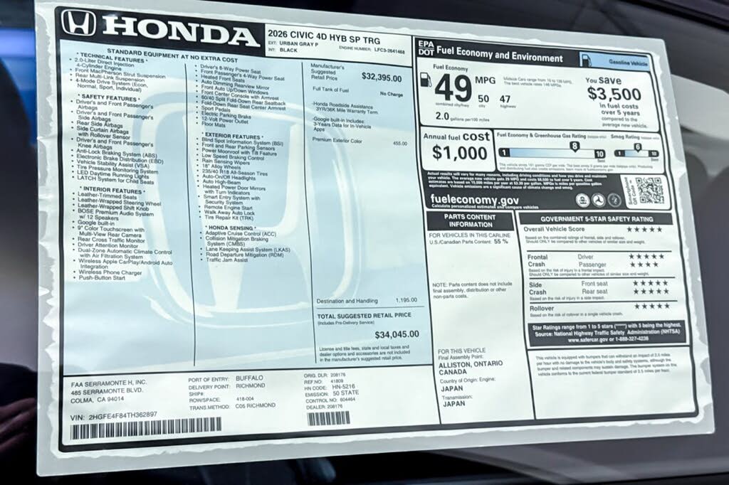 2026 Honda Civic Hybrid