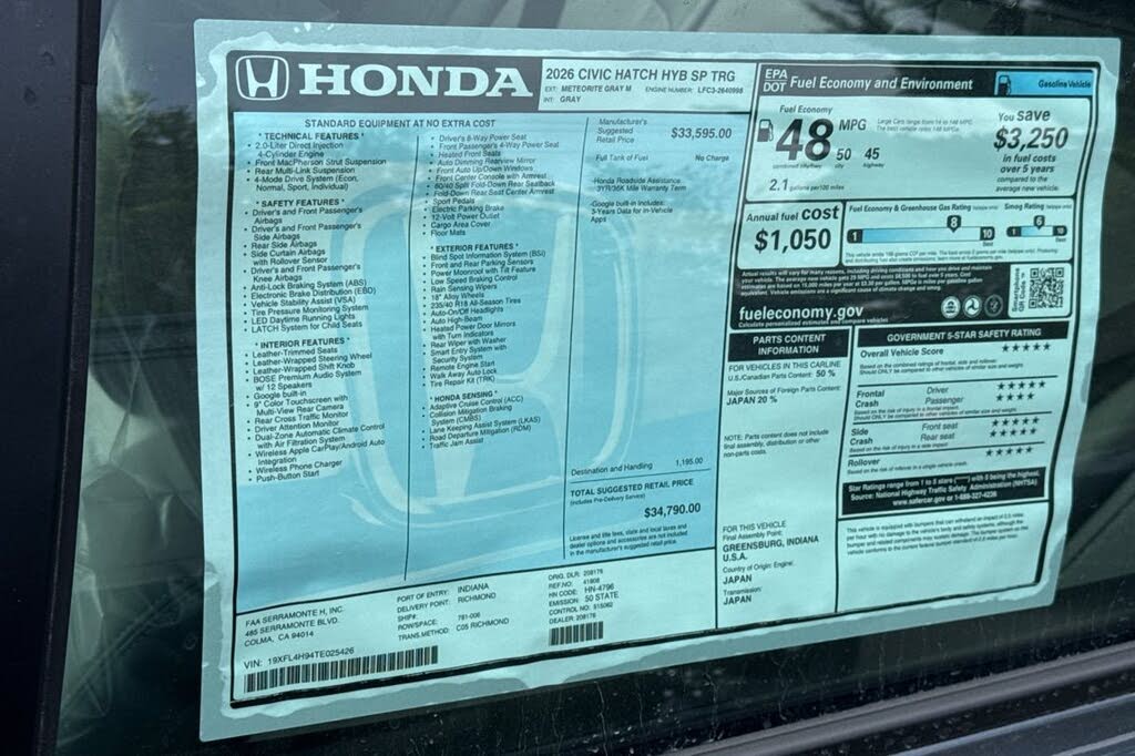 2026 Honda Civic Hybrid
