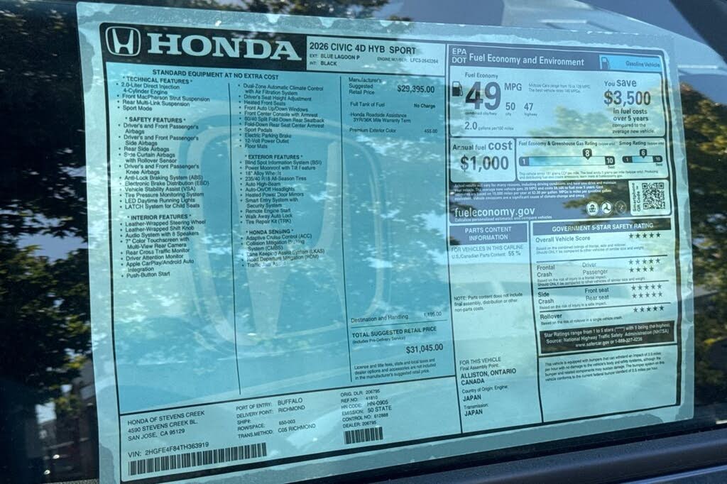 2026 Honda Civic Hybrid